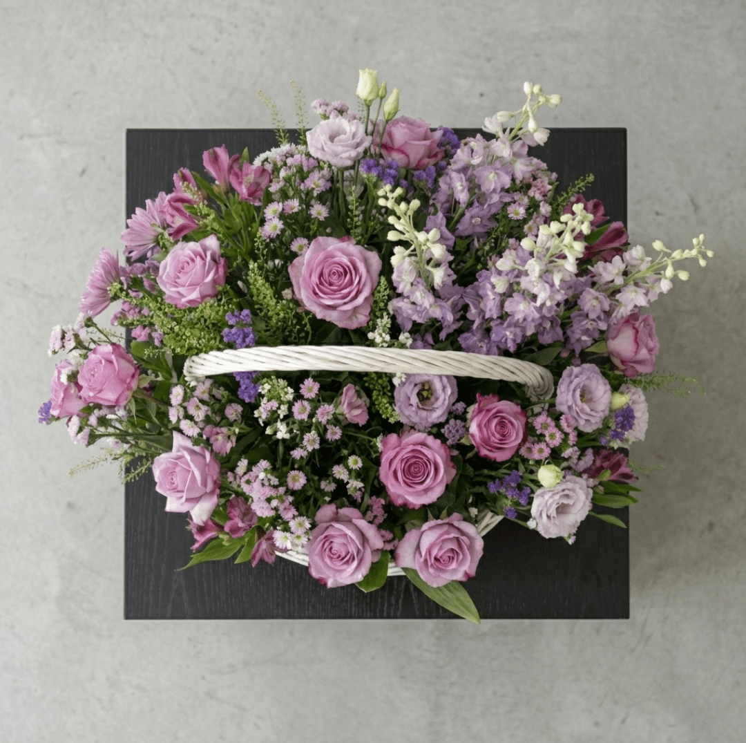 Majestic Purple & Pink Garden Basket - karazflowers.ae