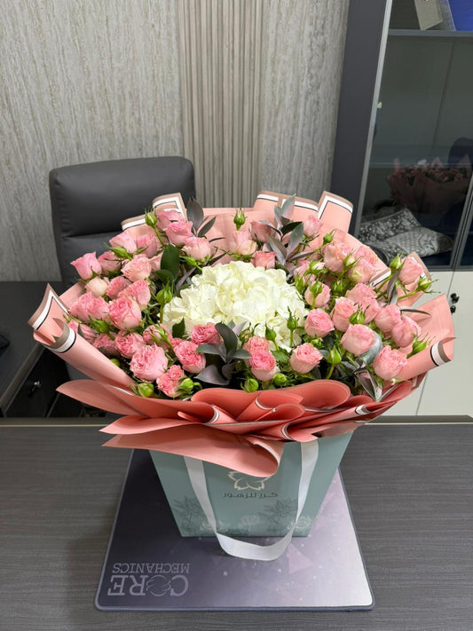 Premium Floral Bag Arrangement – Pastel Mixed Flowers - karazflowers.ae