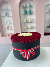 100 Burgundy Roses Box - karazflowers.ae