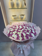 150 Purple & White Roses Bouquet - karazflowers.ae