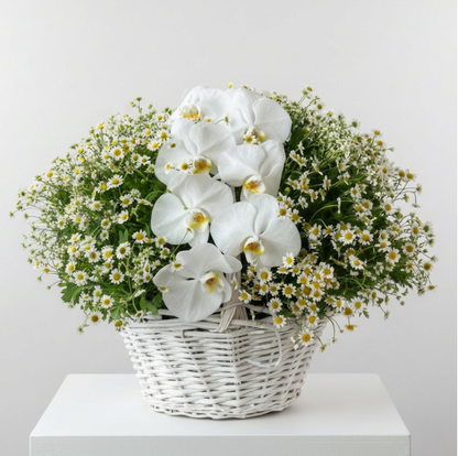 Serene Orchid & Daisy Basket
