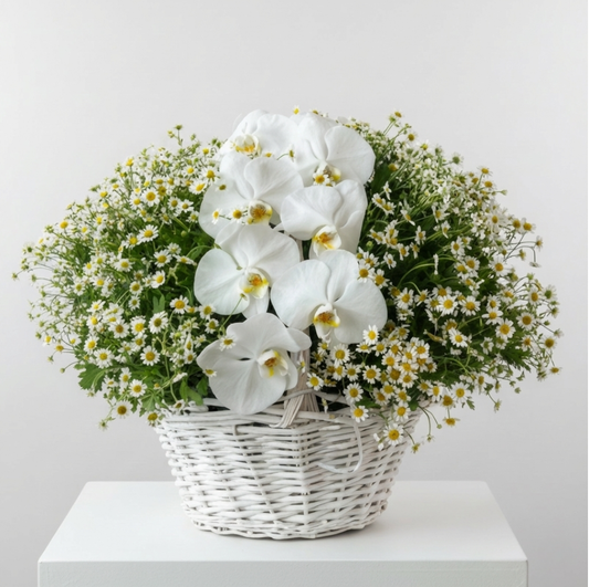 Serene Orchid & Daisy Basket