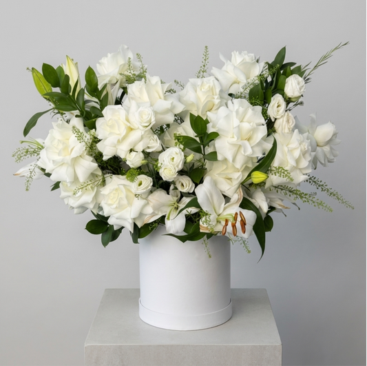 Pure Harmony White Roses & Lilies Box