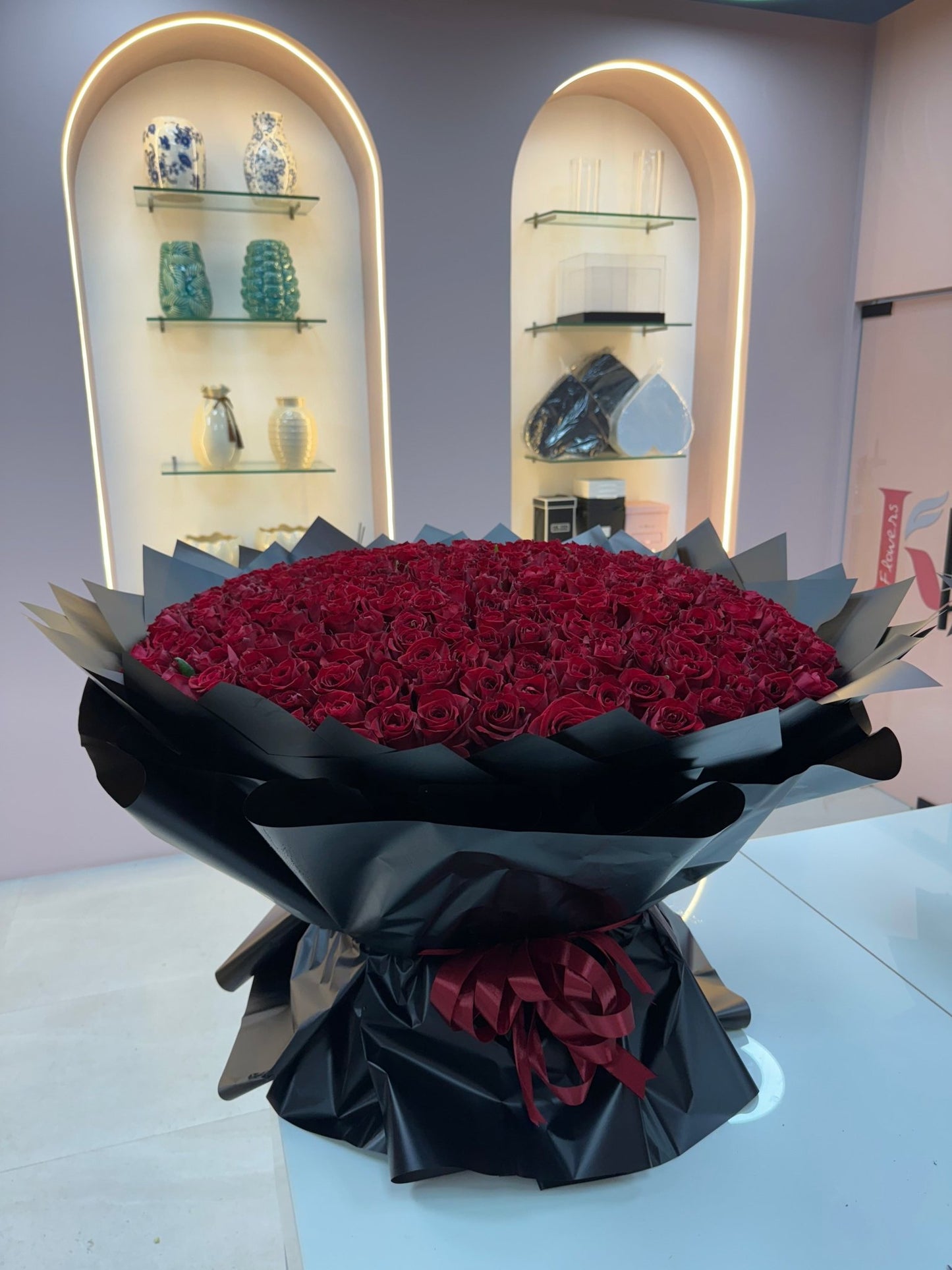 300 Red Roses Bouquet - karazflowers.ae