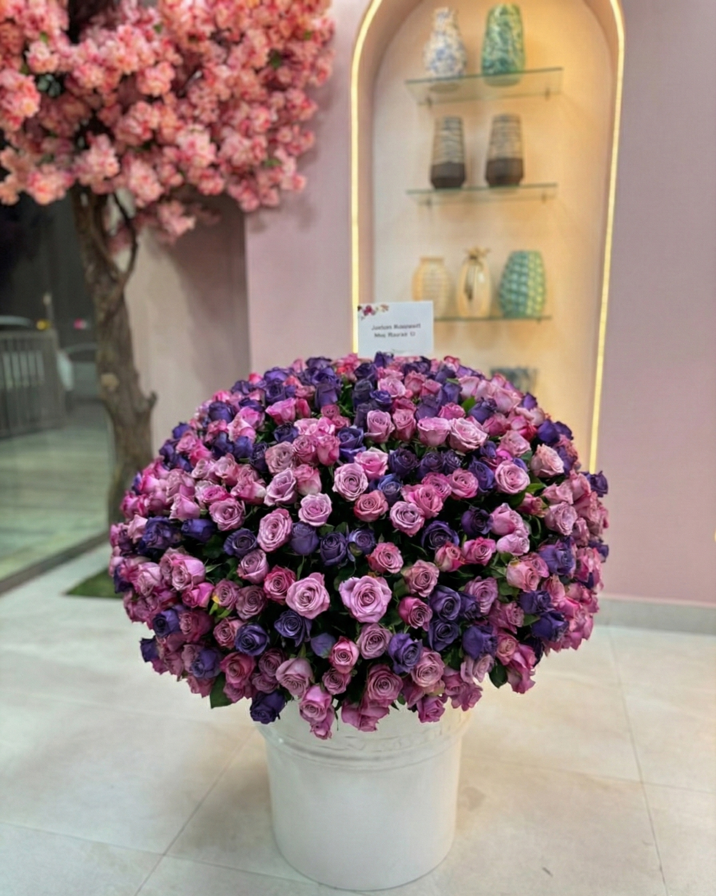 purple and pink roses