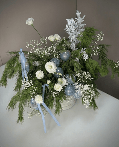 Blue & Silver Christmas Flower Box - karazflowers.ae