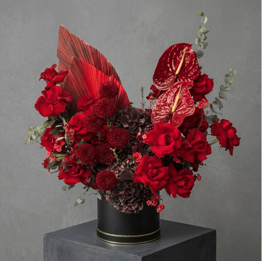 Crimson Red Flower Box - karazflowers.ae