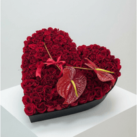 Exotic Love Rose & Anthurium Heart Box - karazflowers.ae