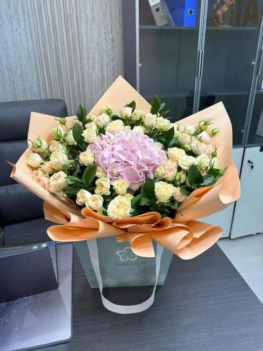 Premium Floral Bag Arrangement – Pastel Mixed Flowers - karazflowers.ae