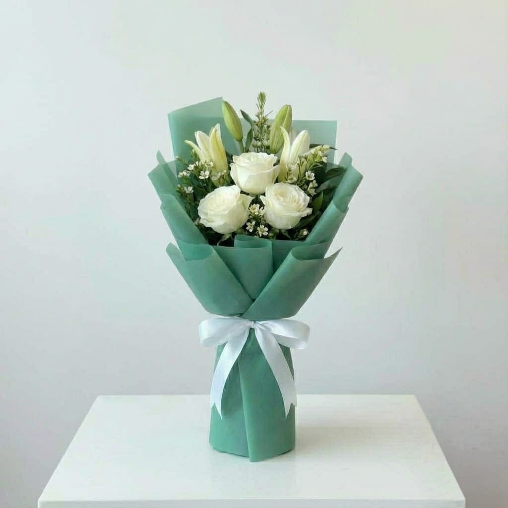 Pure Elegance Lily & Rose Bouquet - karazflowers.ae