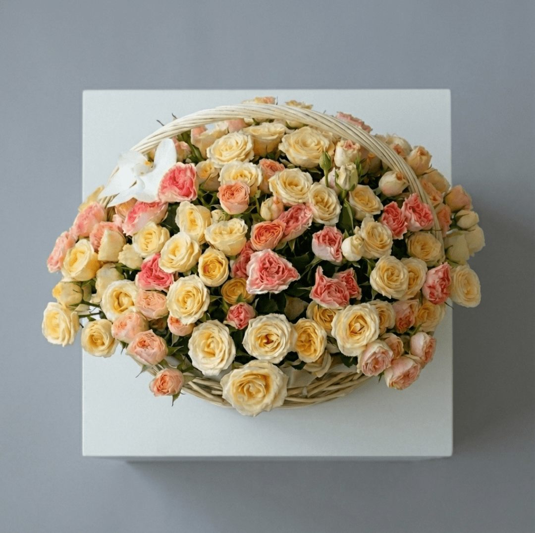 Radiant Mixed Spray Rose Basket - karazflowers.ae